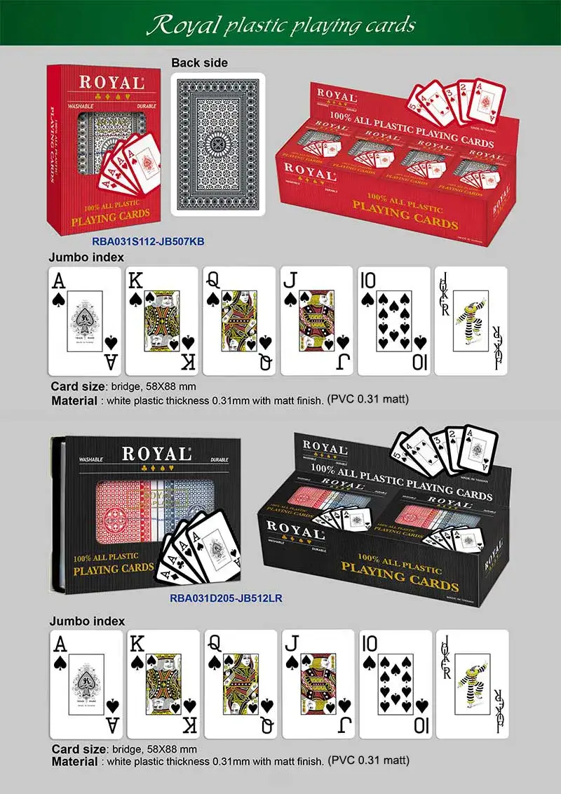 【신제품】ROYAL 플라스틱 카드 놀이 - 점보 인덱스